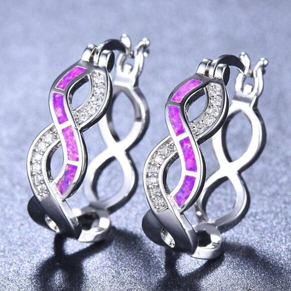 Silver Plated Fashion Drop Hoop Earrings For Women, F551 - Picture 1 of 1